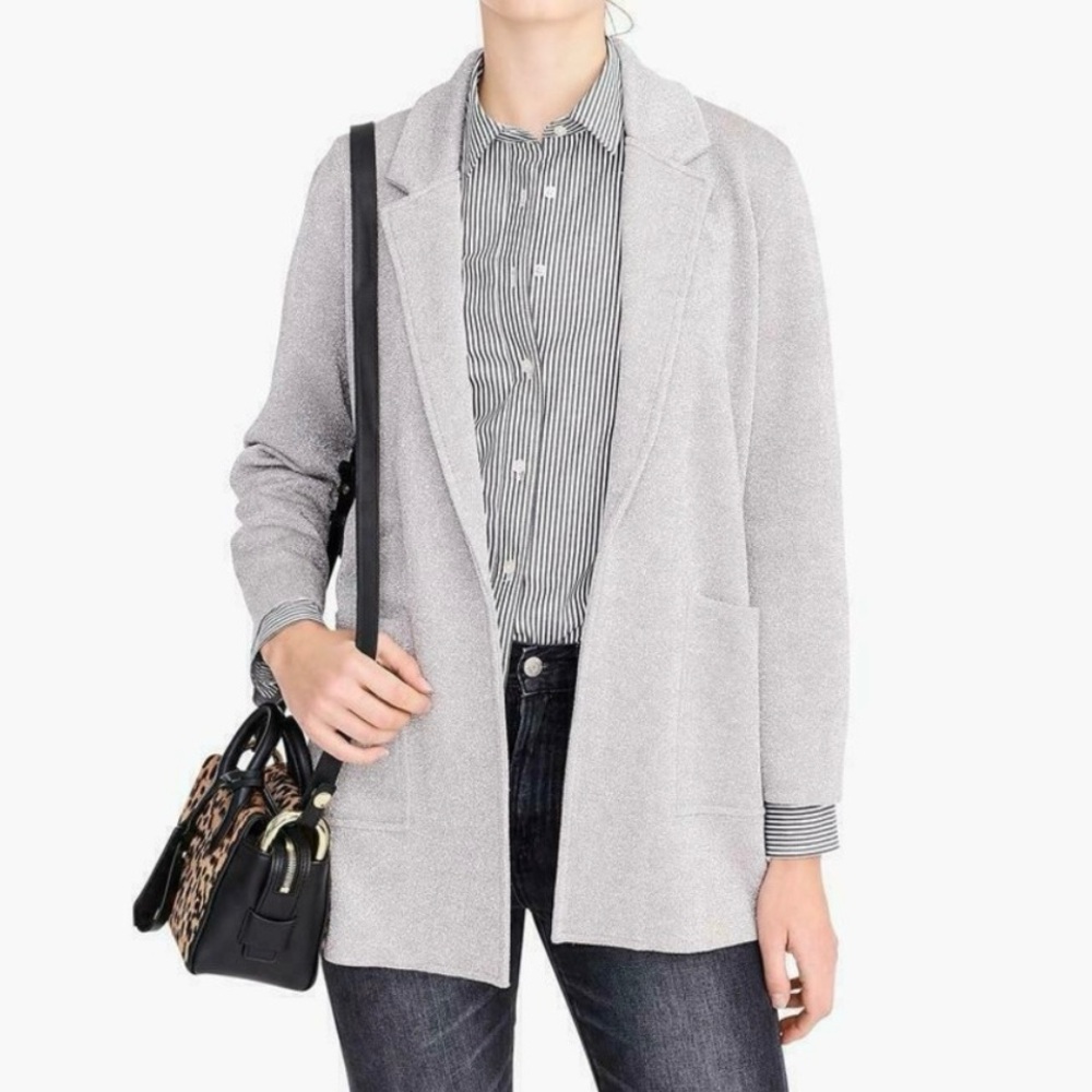 J. Crew 365 Merino Wool Sophie Open Front Sweater Blazer Grey‎ Women’s Size XXS